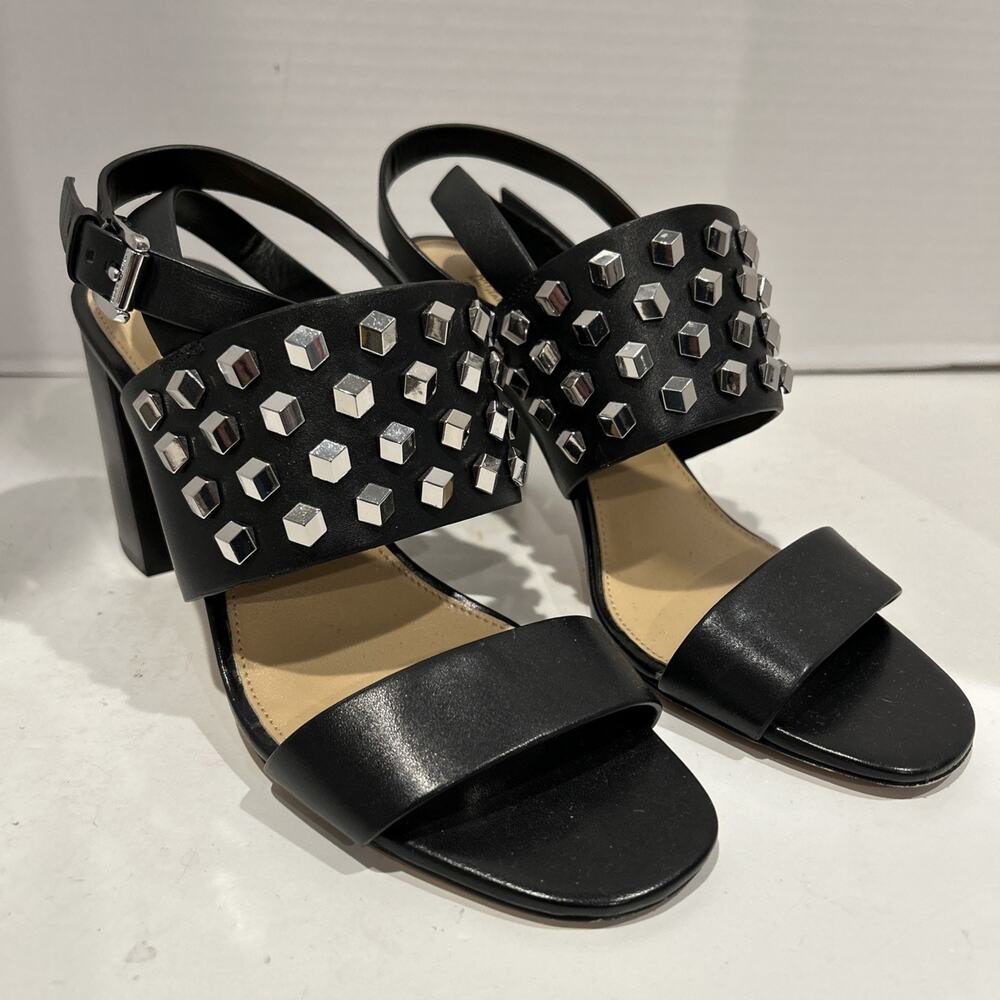 Women’s Michael MICHAEL KORS Valencia Black Studded Leather Sandals, Size 8M